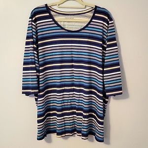 Woman Within 3/4 Sleeve Striped Top 2X